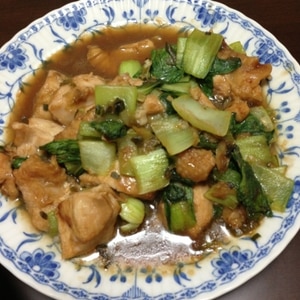 ふわふわの食感　鶏ムネ肉と青梗菜の中華炒め